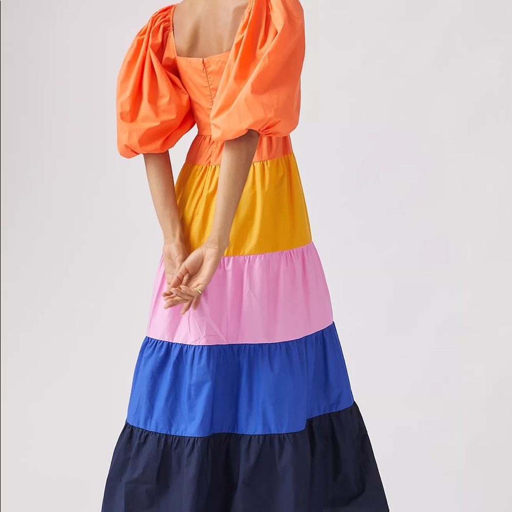 NEW Anthropologie Farm Rio Tiered Colorblocked Maxi Dress Z120-22 - Picture 2 of 3